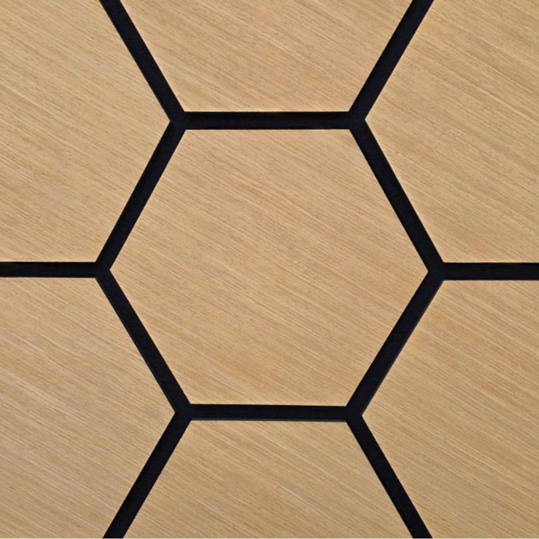 Revestimento Acústico Artesanal Pinus 18mm · Poliuretano com MDF