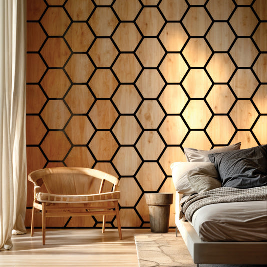 Revestimento Acústico Artesanal Pinus 18mm · Poliuretano com MDF