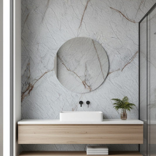 Revestimento de pedra natural flexível Athene Branco Marmorizado - 3mm de espessura - 120x60cm