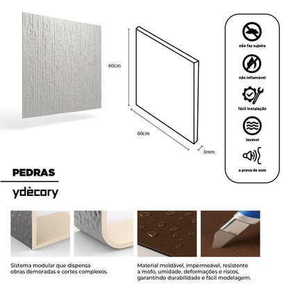 Revestimento de pedra natural Genebra Branca fléxivel - 3 mm de espessura - 60x60 cm