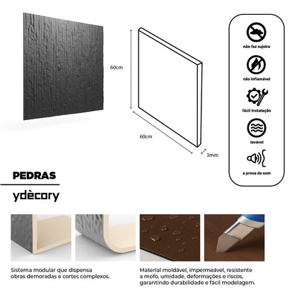 Revestimento de pedra natural Genebra Preta fléxivel - 3 mm de espessura - 60x60 cm