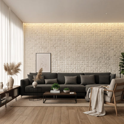 Revestimento de pedra natural travertino Monaco flexível - 3mm de espessura - 60x60cm