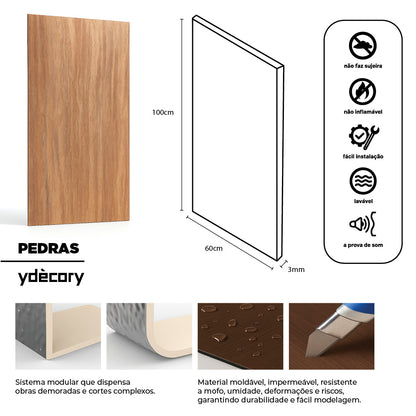 Revestimento Pedra Natural Travertino Romano 3mm · 100x60 cm · Fibra de vidro e pó de pedra natural
